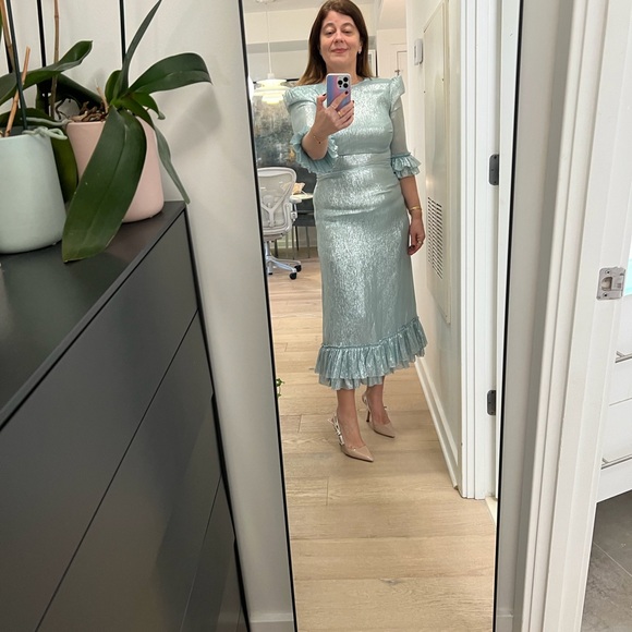 Chic Light Blue Ruffle Sleeve Dress - Picture 5 of 6